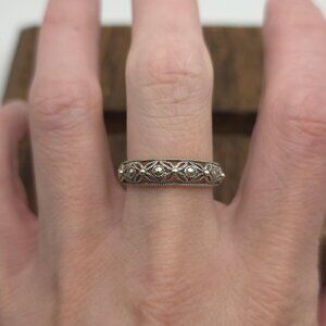 Size 9 Sterling Silver Cool Orb Pattern Filigree Ring A1024